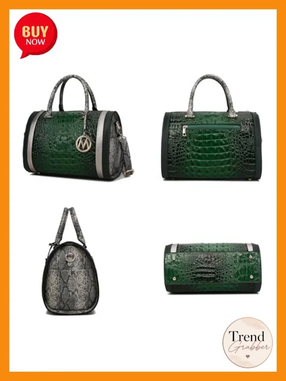 Vegan Leather Croc Embossed Satchel Crossbody Bag Women
